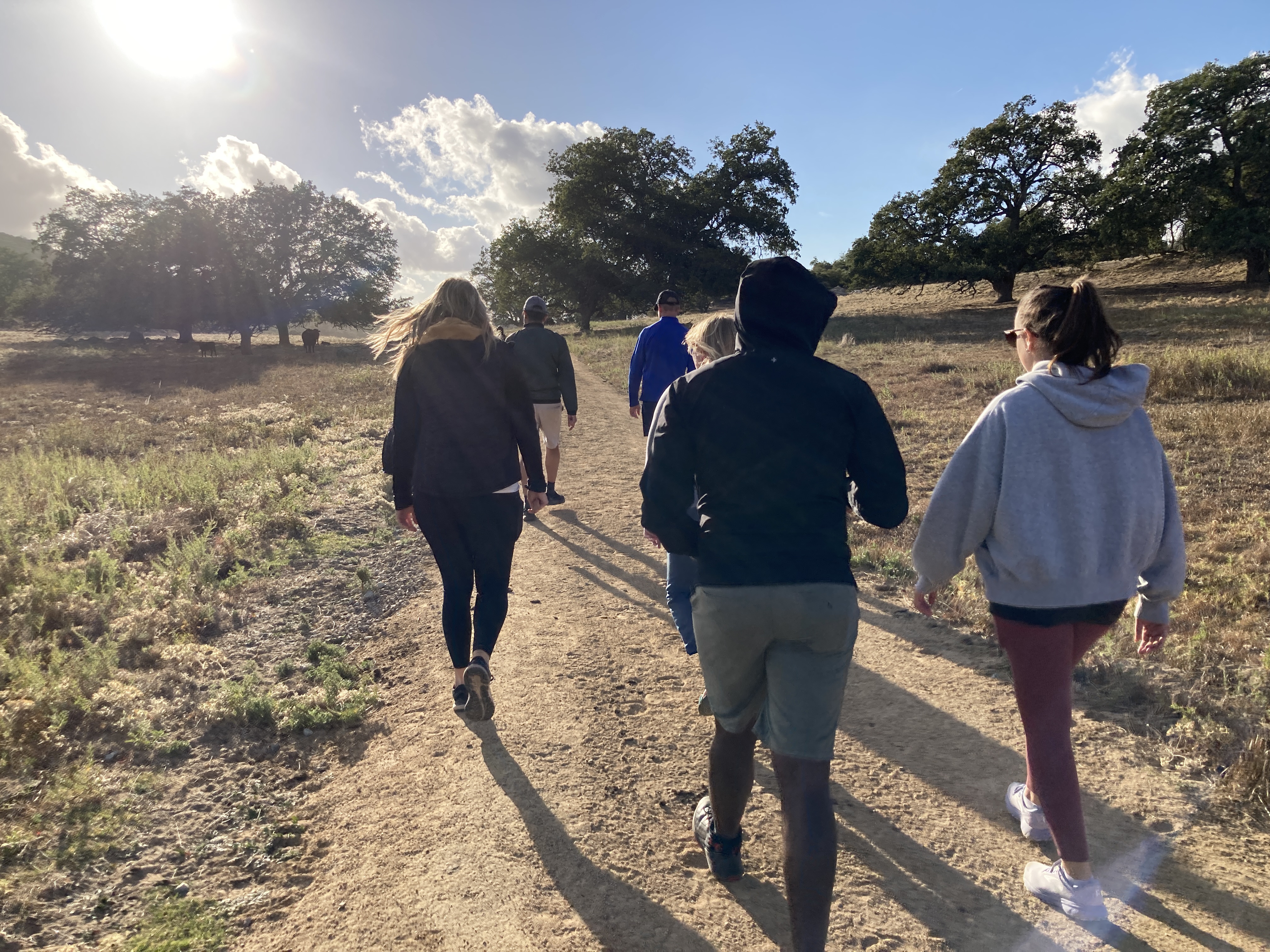 group of people walking on dirt path