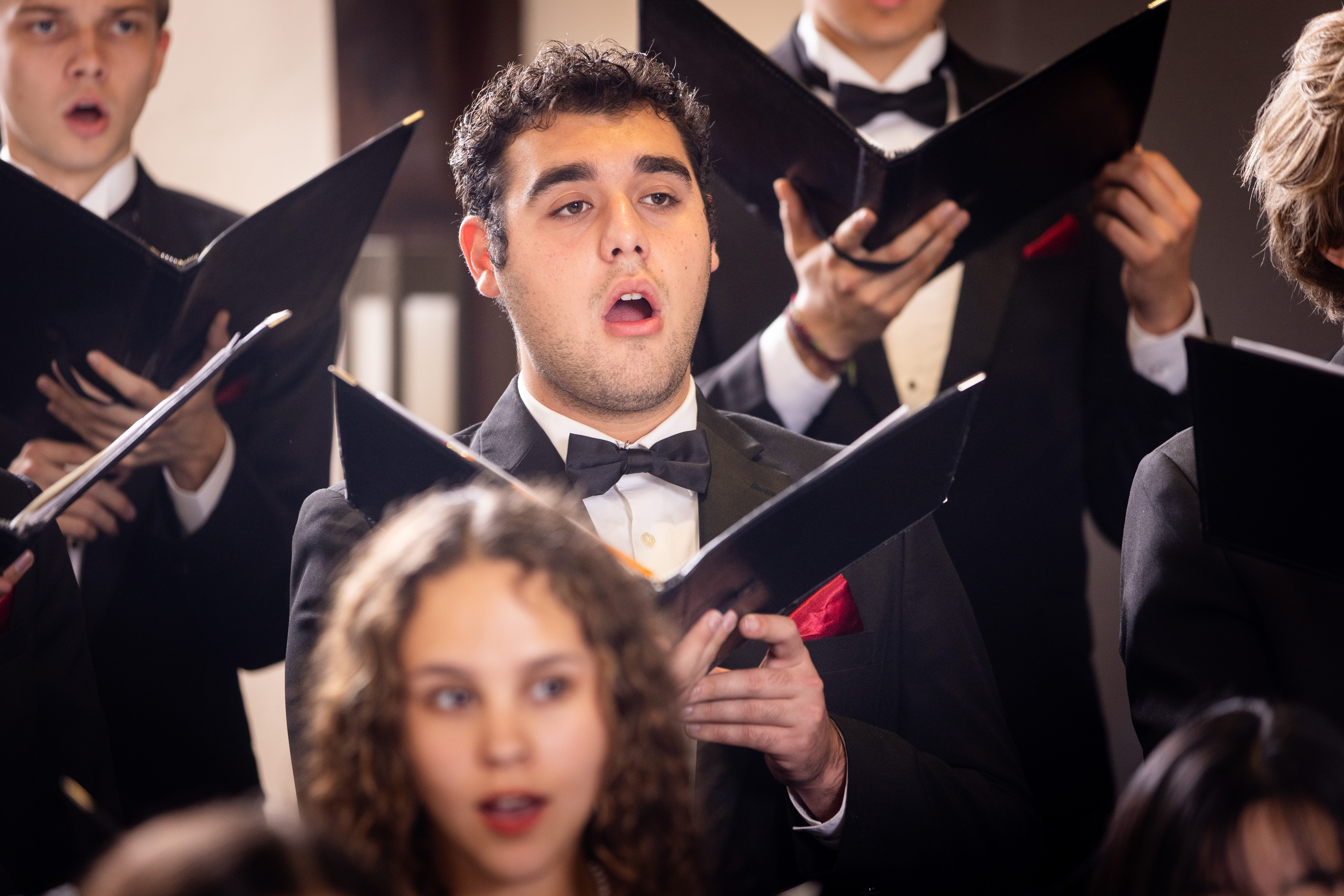 westmont male student singing in choir