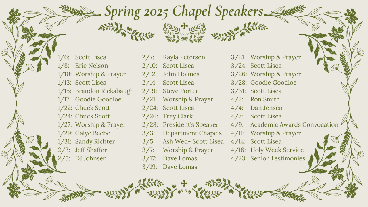 Spring 2025 Chapel Speakers