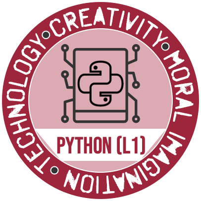 The Python (Level 1) Badge from the Westmont Center for Technology, Creativity and the Moral Imagination